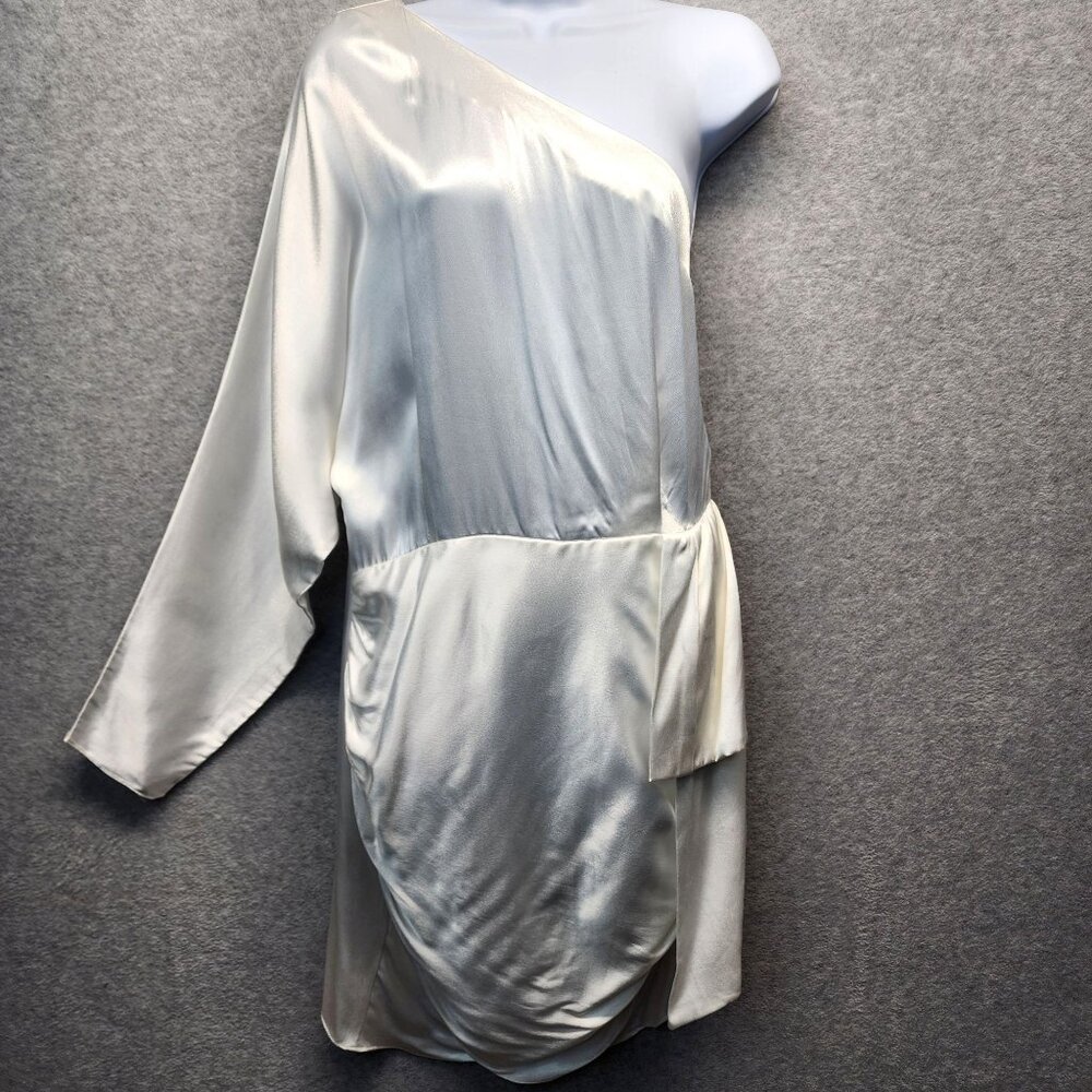 Elliatt Riviera Saronic Asymmetric Satin Dress Womens XL White One Shoulder New‎